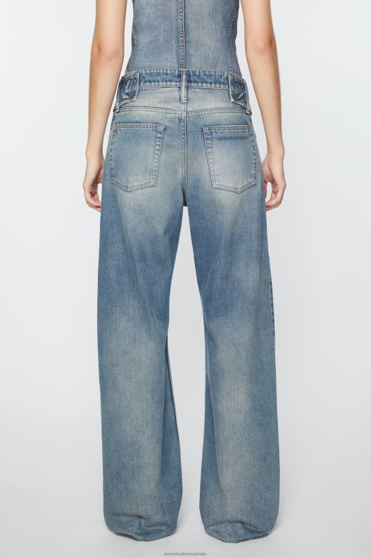 Belted jeans - Relaxed fit Mid Blue Acne Studios R66LJ290 Apparel