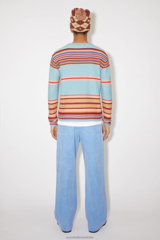 Crew neck knit jumper Unisex Dusty Blue/Multi Acne Studios R66LJ942 Apparel