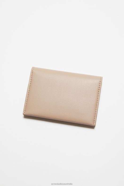 Folded leather wallet Taupe Beige Acne Studios R66LJ462 Accessories