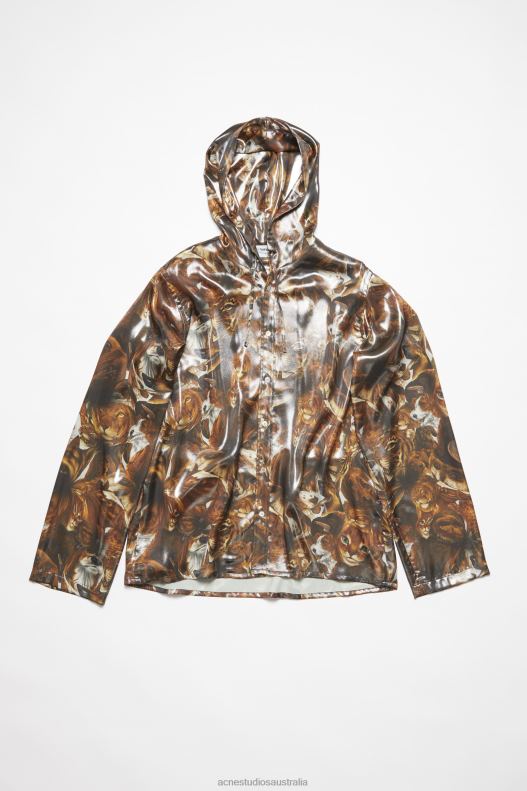 Jacket foil print Cacao Brown Multi Acne Studios R66LJ884 Apparel