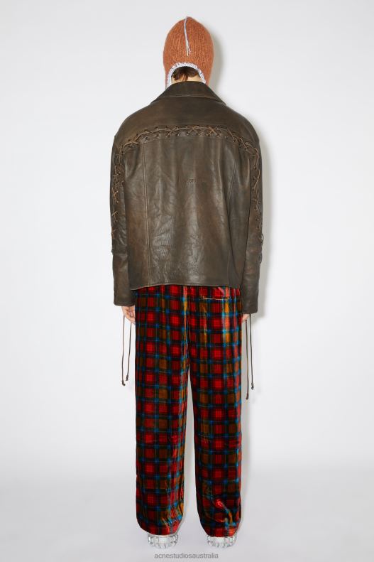 Laced leather jacket Brown/Orange Acne Studios R66LJ919 Apparel