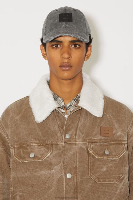 Leather Face patch cap Carbon Grey Acne Studios R66LJ585 Accessories