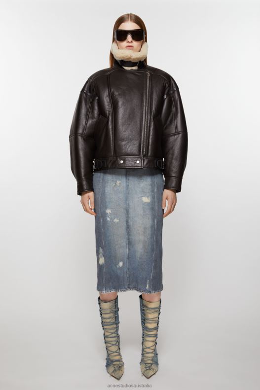 Leather shearling jacket Dark Brown/Beige Acne Studios R66LJ20 Apparel