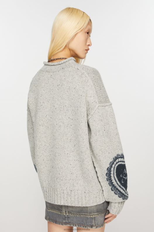 Printed wool blend jumper Light Grey Acne Studios R66LJ65 Apparel