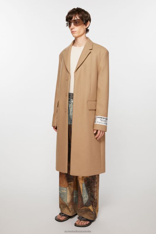 Single-breasted wool coat Camel Beige Acne Studios R66LJ886 Apparel