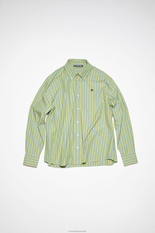 Stipe button-up shirt Unisex Bright Green/Dark Green Acne Studios R66LJ1001 Apparel