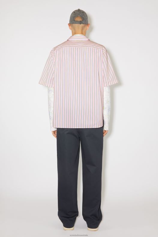 Stripe button-up shirt Unisex Pink/Yellow Acne Studios R66LJ1000 Apparel