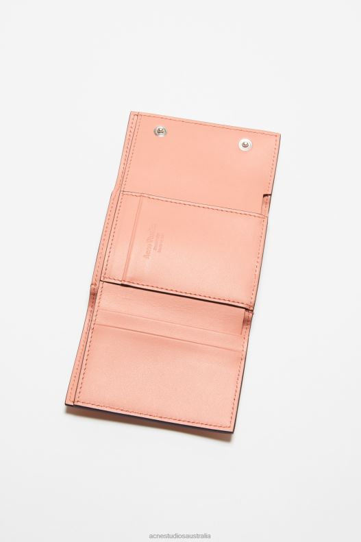 Trifold leather wallet Salmon Pink Acne Studios R66LJ859 Accessories