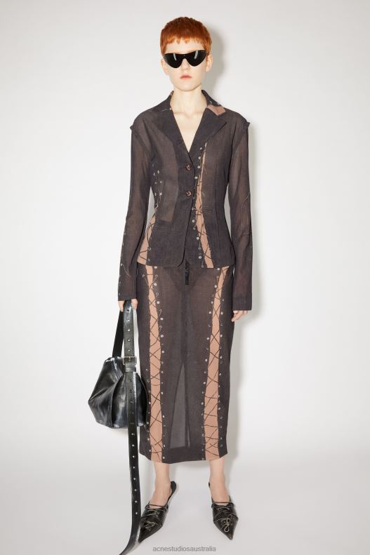 Trompe loeil single-breasted jacket Runway Show Dark Brown/Beige Acne Studios R66LJ131 Apparel